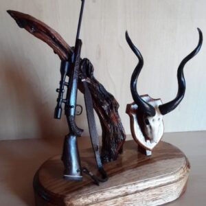 Miniature Replica Hunting Rifle and skull Trophy
