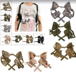 Tactical Universal Adjustable Shoulder Holster Nylon with Double Magazine Mag Pouch
