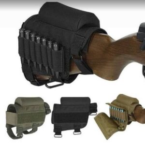 Adjustable Butt-stock Rifle Cheek Rest  with Ammo Carrier Cartridge Bag