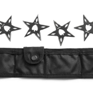 DOW. Black 4 pc Throwing Stars in Pouch (K2294)