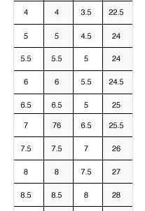 1. Shoe Size Chart