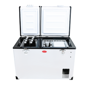 SnoMaster SMDZ-EX67D 66L DUAL COMPARTMENT PORTABLE FRIDGE/FREEZER AC/DC - STAINLESS STEEL